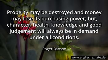 Englisches Zitat von Roger Babson als Bild