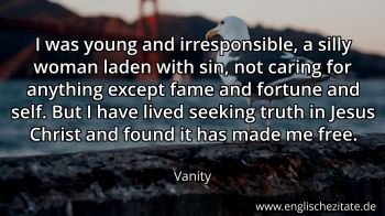 Englisches Zitat von Vanity als Bild