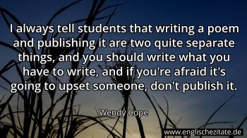 Englisches Zitat von Wendy Cope als Bild