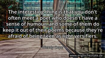 Englisches Zitat von Wendy Cope als Bild